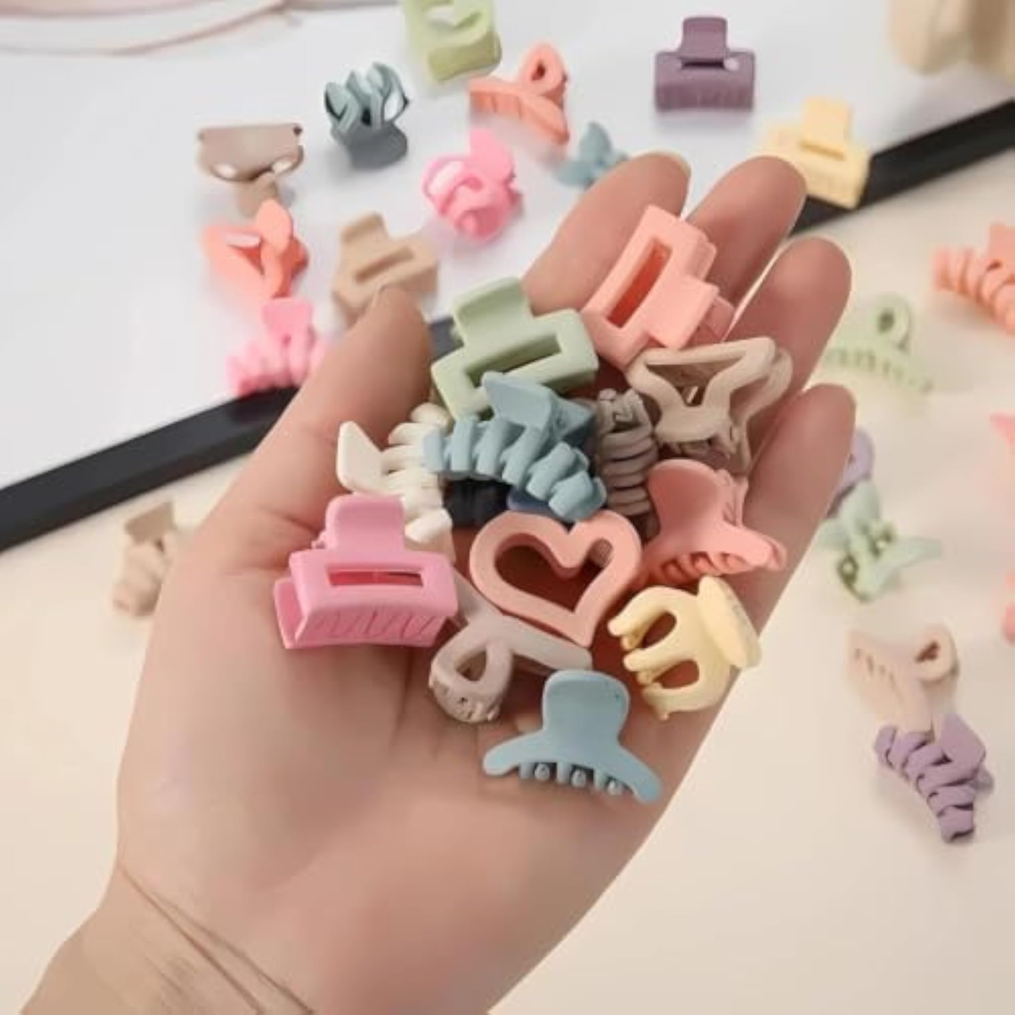 10pc Mini Pastel Matte Hair Claw Clips Assorted Korean Shapes