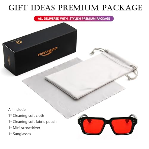 Image of AIEYEZO Rectangle Sunglasses for Men Women Fashion Square Frame Sun Glasses 90's Retro Designer Shades