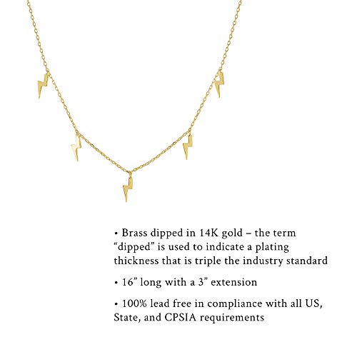 Columbus 14K Gold or Rhodium Plated Charm Necklace - Lightning Bolt Pendant - Star Station Necklace - Dainty Layering Necklace3