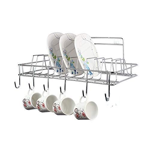 Zepdos® Wall Mount Stainless Steel Cup and Saucer Holder, Plate