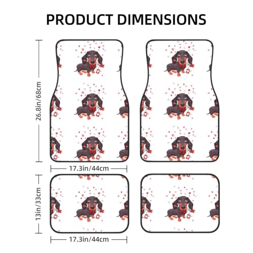 Alfombrillas de neopreno para coche con diseño de perro salchicha juego de 4 piezas antideslizantes 2