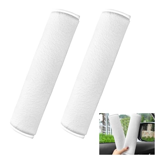 Almohadillas para Cinturones, 2 Piezas Almohadilla para cinturón, protección para cinturón, Protección para Cinturones de Seguridad de Automóviles, Mochilas y Bolsos, Blanco