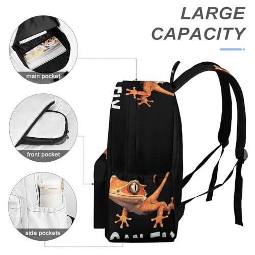 Crested Gecko I Can Fly Simple Casual Backpack Travel Hiking Laptop Shoulder Bag Daypack4