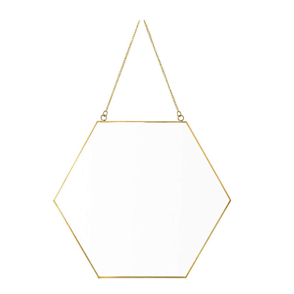 Miroir mural de maquillage hexagonal 30x26 cm suspendu avec chaîne de salle de bain