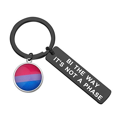 Porte-clés Bi Pride CENWA bicolore avec gravure militante pour LGBT
