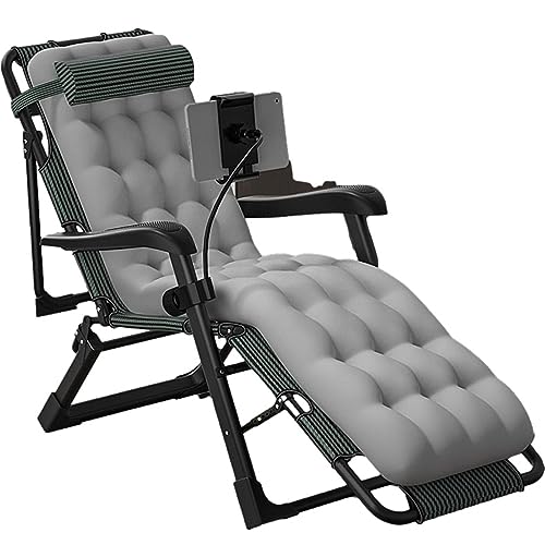 Chaise longue pliante et fauteuil inclinable réglable de patio avec coussin - 2