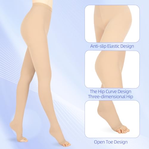 Image of 15-20 mmHg Compression Pantyhose for Women, Medical Compression Stockings, Open Toe Compression Leggings,Waist High Compression Tights for Edema, Varicose Veins, Swelling, Pregnant,Nurses, Athletes