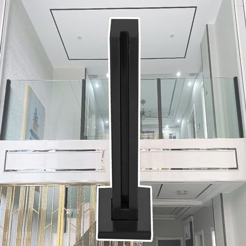 Poste de acero negro de 115 cm para barandilla de vidrio elegante de interior 2