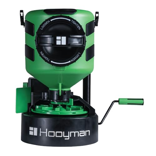 Hooyman Manual Spreader with 35lb Hopper, Detaching Harness, 10-20ft Throw Radius and Adjustable Seed Rate for Seeding Food Plots and Land Management