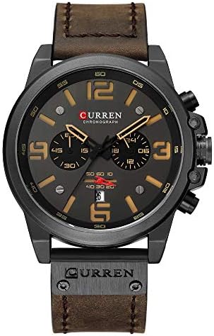 Luxus-Marke Herren Militär Stoppuhr Wasserdicht Leder Chronograph Armbanduhr Herren Mode Quarz Armbanduhr