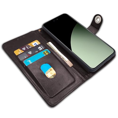 Image of Pikkme Flip Cover Leather Finish | Inside TPU with Card Pockets | Wallet Stand and Shock Proof | Complete Protection Button Flip Case for Xiaomi Civi 4 Pro 5G / Xiaomi 14 Civi 5G (Coffee)