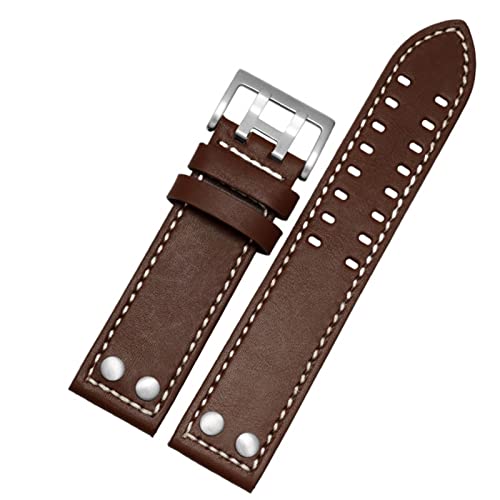 Bracelet montre cuir 22mm pour Hamilton Aviation H77755533 H77616533 marron agate