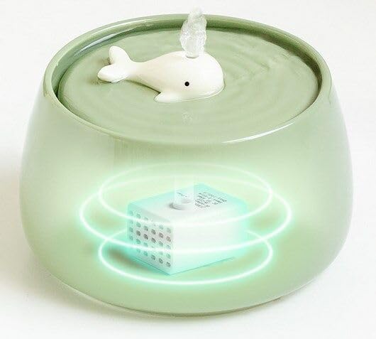 Miniatura 7 de Fuente de agua de cerámica para gatos, dispensador automático ultra silencioso de agua potable para mascotas para gatos en interiores con bonito