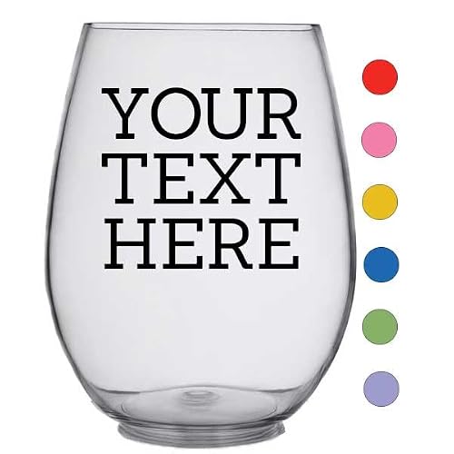 Plastic Stemless Wine Cup, Personalized Mothers Day Printed 15oz Tritan, Your text Here, Custom Mom Gift Text, Disposable, Reusable, Shatterproof, Customized, present for Her, Events