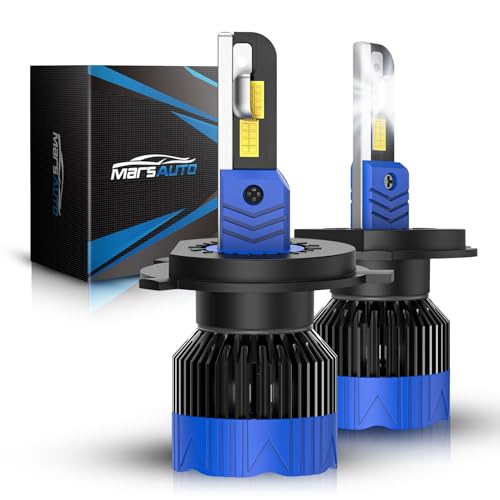 Image of Marsauto H4 /9003 Light Bulbs, 50,000LM Brightness, 1:1 Mini Size 6500K Cool White IP68 Waterproof, Quick Installation, Pack of 2
