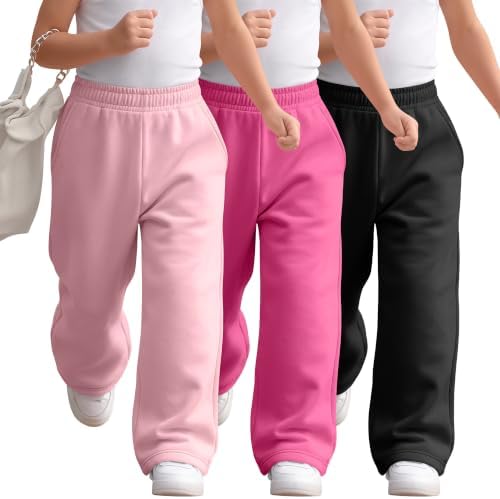 Joiceful 3 Pack Toddler Girls' Cotton Sweatpants, 3-Color Set, 5T