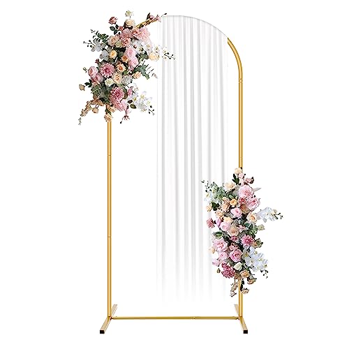 Shinoske Metal Arch Backdrop Stand-Stylish Garden Arbors-Wedding Arches for Ceremony-Easy to Assemble and Disassemble Gold Backdrop Stand for Weddings,Birthdays,Parties,Garden Decorations (5ft,Gold)