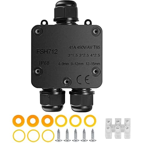 IP68 Waterproof Junction Box, 3-Way Y-Type PA9 Outdoor Electrical Junction Box, Electrical Enclosure, Gland External Cable Connector Wire Connector for Ø 4mm -15mm Diameter Cable - Black Cover