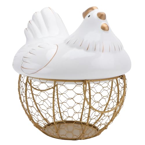 Cesta de almacenamiento de hierro estilo pollo para una cocina organizada 2
