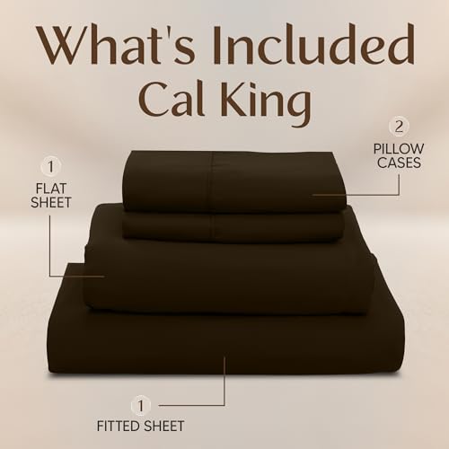 Image of Utopia Bedding California King Size Sheet Set - 4 Piece Bed Sheets, Soft and Breathable Microfiber, Includes 1 Fitted Sheet, 1 Flat Sheet and 2 Pillowcases - Oeko Tex (Brown)