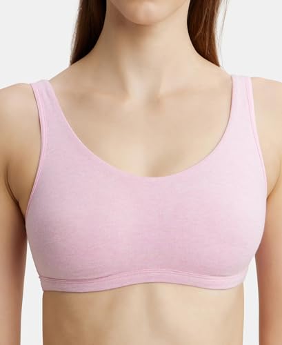 Image of Jockey 1550 Women's Super Combed Cotton Elastane Stretch Slip On Crop Top with Stay Fresh Treatment Bra