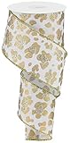Glittered Animal Print on Canvas Wired Edge Ribbon (White, 2.5 Inch)
