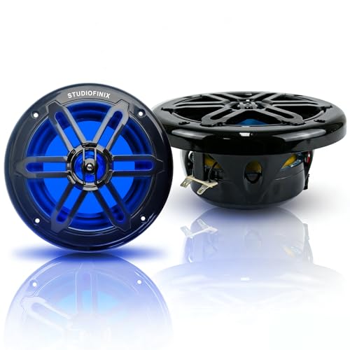 STUDIOFINIX 8inch 900W Marine Speakers with LED Lights -2 Way Weather Resistant Boat Speakers Perfect for Boats ATVs UTVs Pair Black