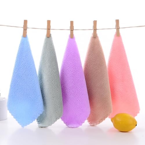 Image of GSHLLO 10 Pcs 25 x 25cm Coral Fleece Baby Wash Cloth Soft Newborn Face Cloth Towels Infant Sensitive Skin Washcloths Absorbent Face Washing Cloths Square Facial Cleansing Cloths Makeup Remover Cloth