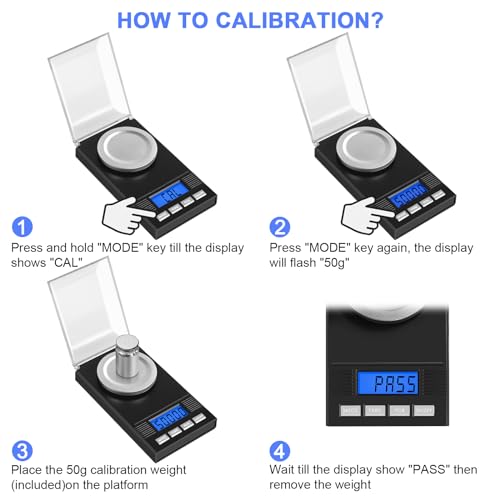 Fuzion Milligram Scale 50g/0.001g, Portable Jewelry Scale .001 Gram Accuracy, Mg Scale, Powder Scale, Microgram Scale, Milligram Scale for Powder Medicine with Tray/Tweezers/Calibration Weight