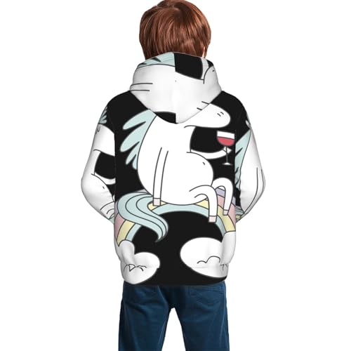 Unicorn and Wine Kid Hoodies Boys Sweatshirts Girls Pullover with Pocket4