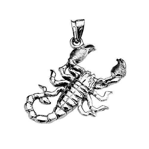 Certified 10k White Gold Sideways Scorpion Pendant