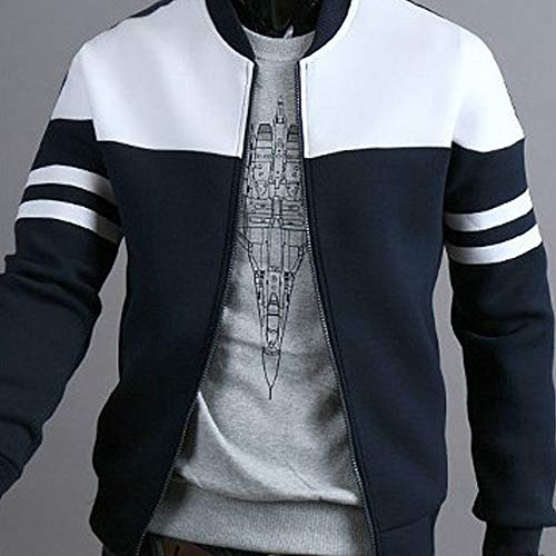 Mens Outdoor Bomber Jackets Fashion Color Block Coat Plus Size Full Zip Long Sleeve Workout Jacket with Pockets