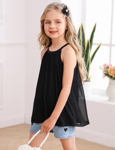 Ivicoer Girls Flowy Tops Cute Summer Sleeveless Shirts Kids Fashion Halter Tops Size 3-10 Years4
