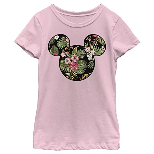 Disney Characters Floral Mickey Girl's Solid Crew Tee