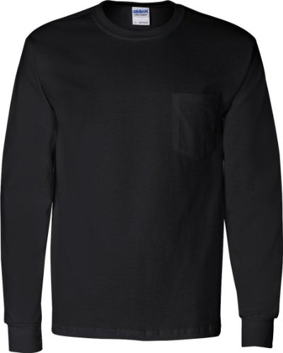 Gildan Adult Ultra CottonTM Long-Sleeve T-Shirt with Pocket 2410 - Black_XL