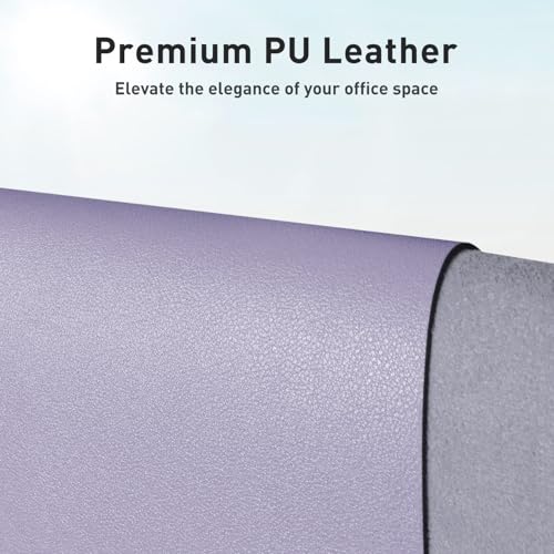 Image of Aothia Leather Desk Pad Protector, Mouse Pad, Office Mat, Non-Slip PU Leather Blotter, Laptop Pad, Waterproof Writing Pad for Office and Home (36 inch x 17 inch, Lavender)