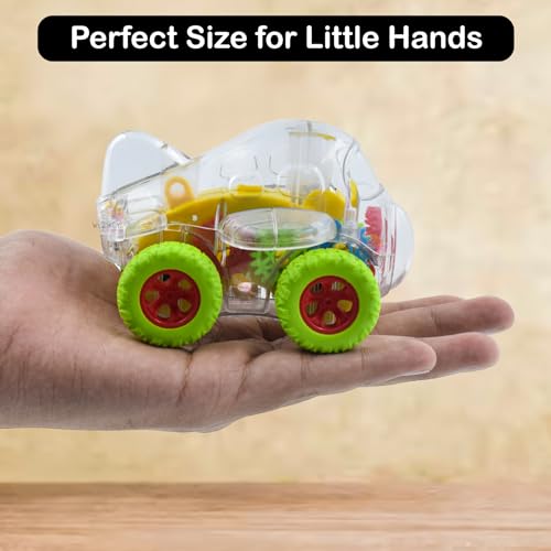 Image of WISHKEY Plastic Gear Airplane Toy for Kids, Push and Go Toy Airplane with Lights, Friction Powered Vehicle Toy for Kids, Unique Gear Design, Multicolor, 3+ Years (Pack of 1)