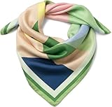 styleBREAKER Damen Nickituch mit Rauten Muster & Colour Blocking | quadratisches Halstuch 70x70 cm | weiches Satin Tuch für Frühling & Sommer, Farbe:Grün-Dunkelgrün
