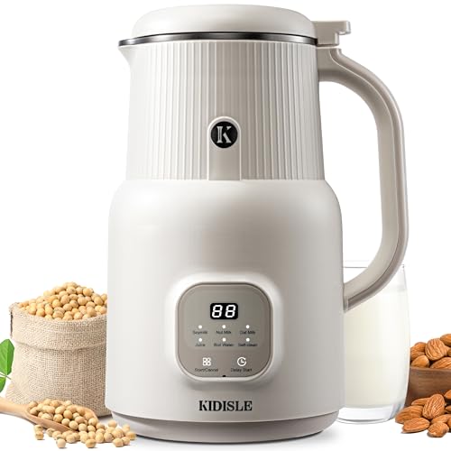 Comparison: Best Blender For Nut Butter 3 KIDISLE 6 in 1 Automatic Nut Milk Maker Blender, 20oz Homemade Coconut, Soy, Oat, Almond, Plant Based Milks and Non-Dairy Beverages with Delay Start/Keep Warm/Boil Water/Self-Cleaning, Cream
