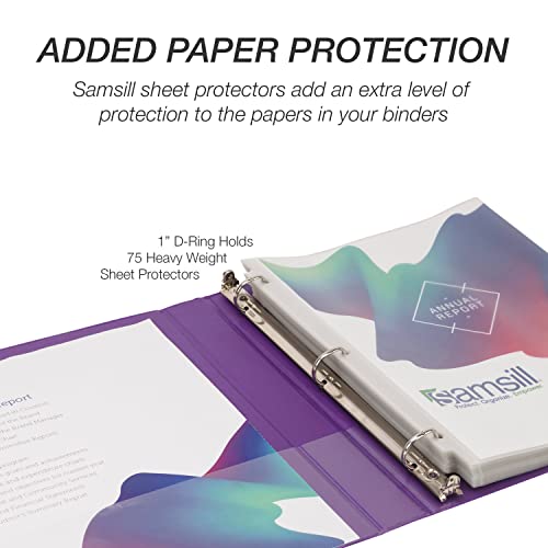 Image of Samsill Durable 1 inch 3 Ring Binder, D Ring Binder, 100% Recycled Chipboard, Purple