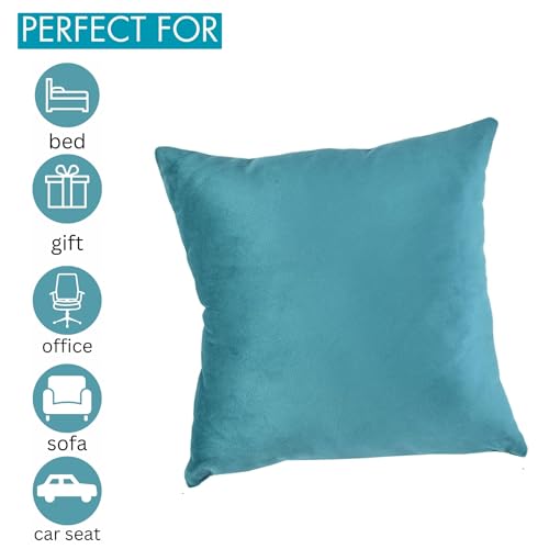 Image of Cushion Covers Velvet Set of 3, 16 inch x 16 inch (Aqua)