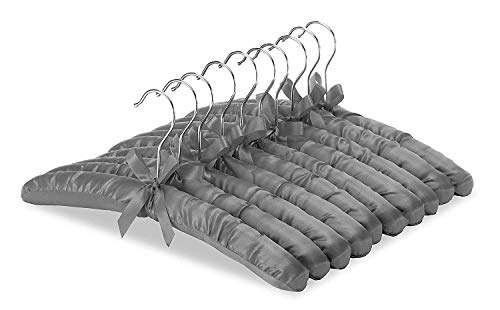Anti Slip Padded Hangers with Chrome Hook – Heavy Duty for sweaters, Dresses, Suits – Set of 10 – Gray by Whitmor
