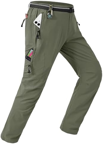 TBMPOY Men's Lightweight Hiking Pants with Belt Waterproof Travel Fishing