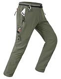 TBMPOY Men's Lightweight Hiking Pants with Belt 5 Zip Pockets Waterproof Quick-Dry Travel Fishing Work Outdoor Pants Thin Sage Green XL