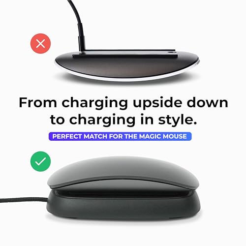 Image of Ascrono - Charging Station Compatible with Apple Magic Mouse - Black - Perfect Accessories | Usable As Charging Dock, Stand & Charger | Includes 5ft (1.5m) USB-C Cable | USB-C Connector