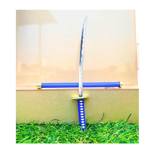Image of Decorative Sword Keychain with Sheath, Black and Gold, Miniature Samurai Style Accessory