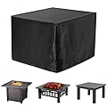 WOMACO Heavy Duty Square Patio Fire Pit/Table Cover, Waterproof Outdoor Furniture Cover (48" x 48" x 29", Black)