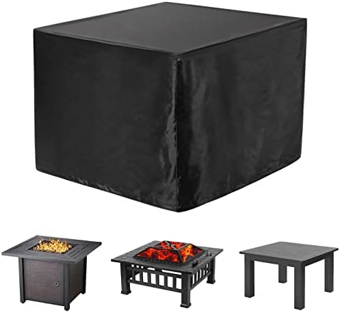 WOMACO Heavy Duty Square Patio Fire Pit/Table Cover, Waterproof Outdoor Furniture Cover (36" x 36" x 20", Black)