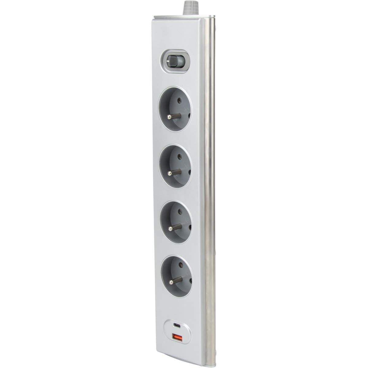 Otio - Bloc multiprise d'angle 4x16A + 2 USB A + C 20W + Interrupteur - INOX