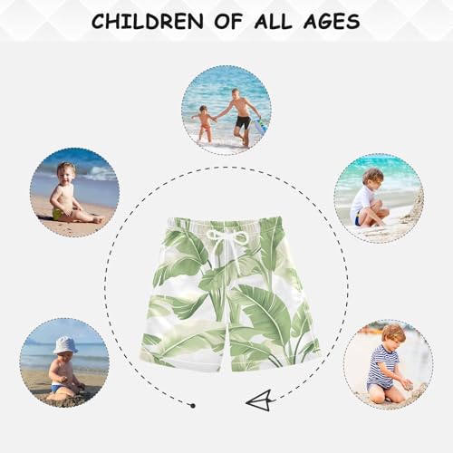 Plantain Leaf Pattern Boys Swim Trunks, Quick Dry Toddler Beach Shorts Boy Swimwear Bathing Suit 5